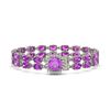 Image 1 : 14.31 ctw Amethyst & Diamond Bracelet 14K White Gold - REF-178R2K