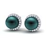 Image 1 : 0.50 ctw Micro VS/SI Diamond & Peacock Pearl Earrings 18k White Gold - REF-46N5F