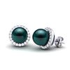 Image 2 : 0.50 ctw Micro VS/SI Diamond & Peacock Pearl Earrings 18k White Gold - REF-46N5F