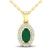 Image 1 : 0.51 ctw Emerald & Micro Pave VS/SI Diamond Necklace 18k Yellow Gold - REF-23R2K