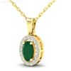 Image 2 : 0.51 ctw Emerald & Micro Pave VS/SI Diamond Necklace 18k Yellow Gold - REF-23R2K
