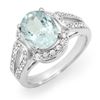 Image 1 : 2.50 ctw Aquamarine & Diamond Ring 14k White Gold - REF-86F9M