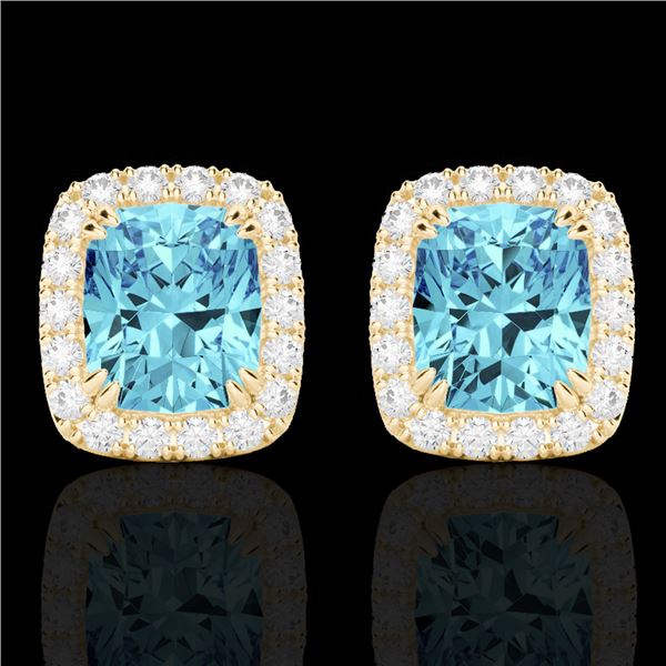 2.50 ctw Sky Blue Topaz & Micro VS/SI Diamond Earrings 10k Yellow Gold - REF-30A8N
