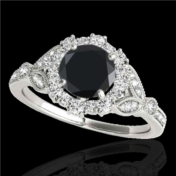 1.5 ctw Certified VS Black Diamond Solitaire Halo Ring 10k White Gold - REF-52H9R