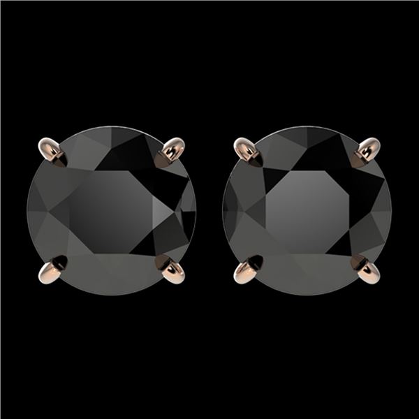 2.50 ctw Fancy Black Diamond Solitaire Stud Earrings 10k Rose Gold - REF-42H2R
