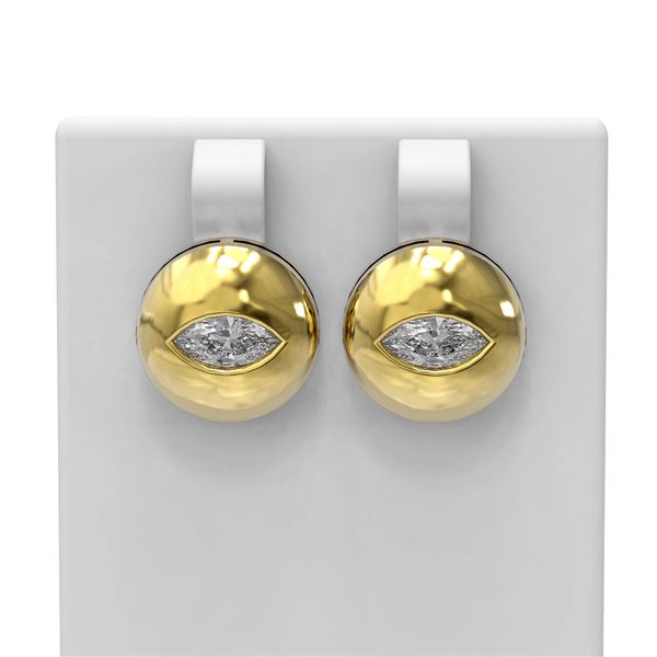 1.04 ctw Marquise Diamond Earrings 18K Yellow Gold - REF-225W3H