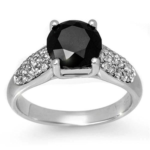 2.75 ctw VS Certified Black & White Diamond Ring 10k White Gold - REF-130M2G
