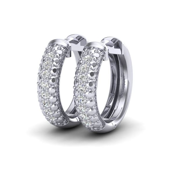 0.15 ctw Micro Pave Hoop VS/SI Diamond Certified Earrings 10k White Gold - REF-19W5H