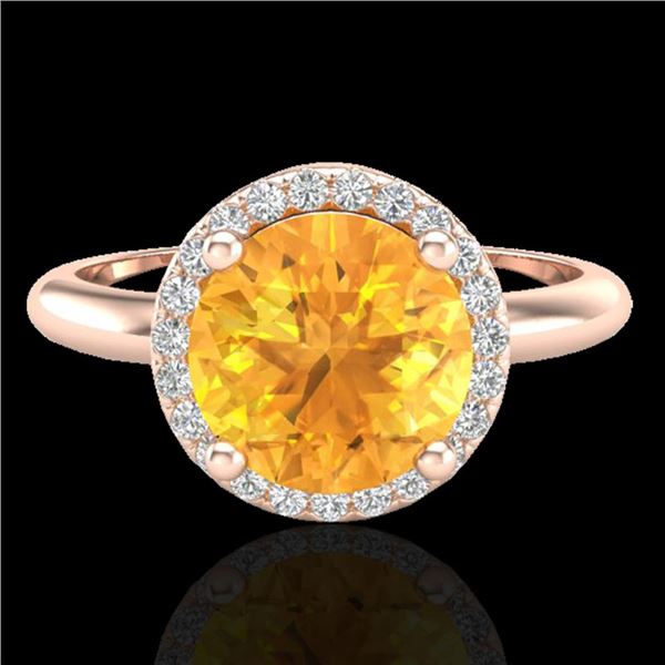 2 ctw Citrine & Micro VS/SI Diamond Ring Designer 14k Rose Gold - REF-33M8G