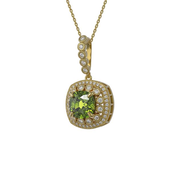 7.08 ctw Tourmaline & Diamond Victorian Necklace 14K Yellow Gold - REF-209R3K