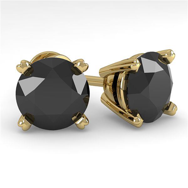 4.0 ctw Black Diamond Stud Designer Earrings 14k Yellow Gold - REF-84N8F