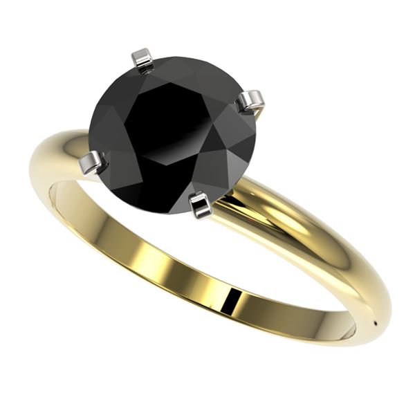 2.59 ctw Fancy Black Diamond Solitaire Engagment Ring 10k Yellow Gold - REF-57W8H