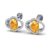Image 1 : 3.50 ctw Citrine & Micro Pave VS/SI Diamond Earrings 10k White Gold - REF-45H3R