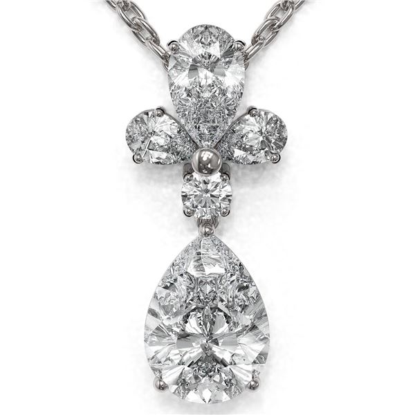 1.4 ctw Pear Cut Diamond Designer Necklace 18K White Gold - REF-181N2F