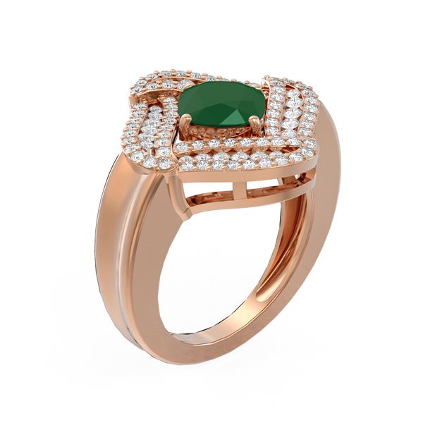 3.42 ctw Emerald & Diamond Ring 18K Rose Gold - REF-173M5G