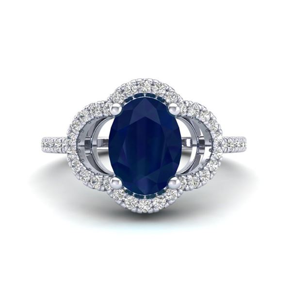 2 ctw Sapphire & Micro Pave VS/SI Diamond Certified Ring 10k White Gold - REF-32N2F