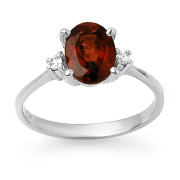 1.54 ctw Garnet & Diamond Ring 10k White Gold - REF-16A5N