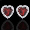 Image 1 : 2.22 ctw Garnet & Micro Pave Diamond Earrings Heart 14k White Gold - REF-38N2F