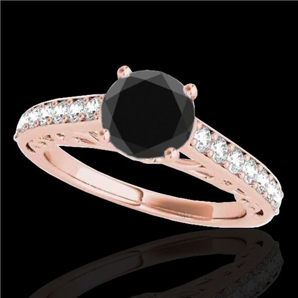 1.4 ctw Certified VS Black Diamond Solitaire Ring 10k Rose Gold - REF-43R5K