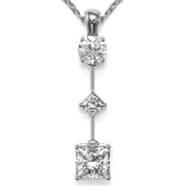 1.16 ctw Princess Cut Diamond Necklace 18K White Gold - REF-163H3R