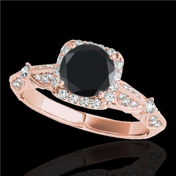 1.36 ctw Certified VS Black Diamond Solitaire Halo Ring 10k Rose Gold - REF-51A8N