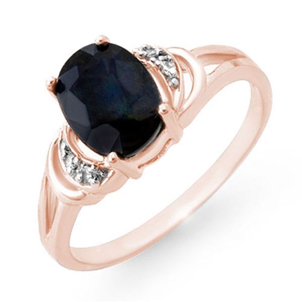 2.06 ctw Blue Sapphire & Diamond Ring 14k Rose Gold - REF-18X4A