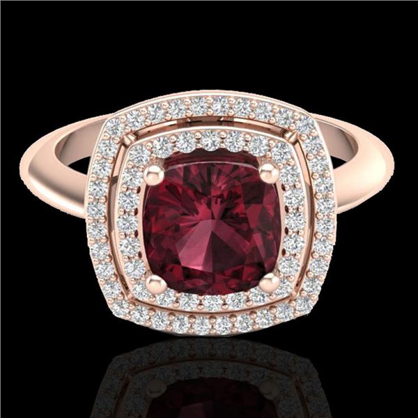 2.27 ctw Garnet & Micro VS/SI Diamond Pave Ring 14k Rose Gold - REF-42F8M