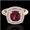 Image 1 : 2.27 ctw Garnet & Micro VS/SI Diamond Pave Ring 14k Rose Gold - REF-42F8M
