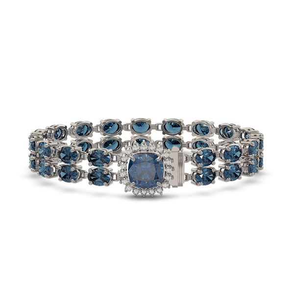 17.87 ctw London Topaz & Diamond Bracelet 14K White Gold - REF-178A2N