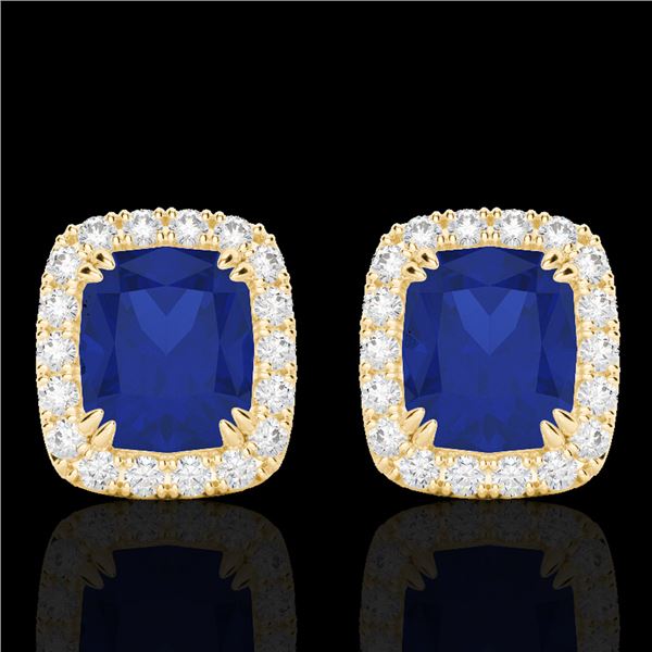 2.50 ctw Sapphire & Micro Pave VS/SI Diamond Earrings 10k Yellow Gold - REF-38X2A