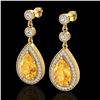 Image 1 : 4.50 ctw Citrine & Micro VS/SI Diamond Earrings Designer 18k Yellow Gold - REF-52N3F