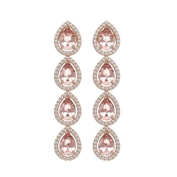 7.8 ctw Morganite & Diamond Micro Pave Halo Earrings 10k Rose Gold - REF-189W6H