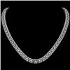Image 1 : 24.4 ctw Princess Cut Diamond Micro Pave Necklace 18K White Gold - REF-2083F2M