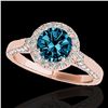 Image 1 : 1.5 ctw SI Certified Fancy Blue Diamond Solitaire Halo Ring 10k Rose Gold - REF-132X3A