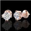Image 2 : 1.07 ctw VS/SI Diamond Solitaire Art Deco Stud Earrings 18k Rose Gold - REF-200W2H