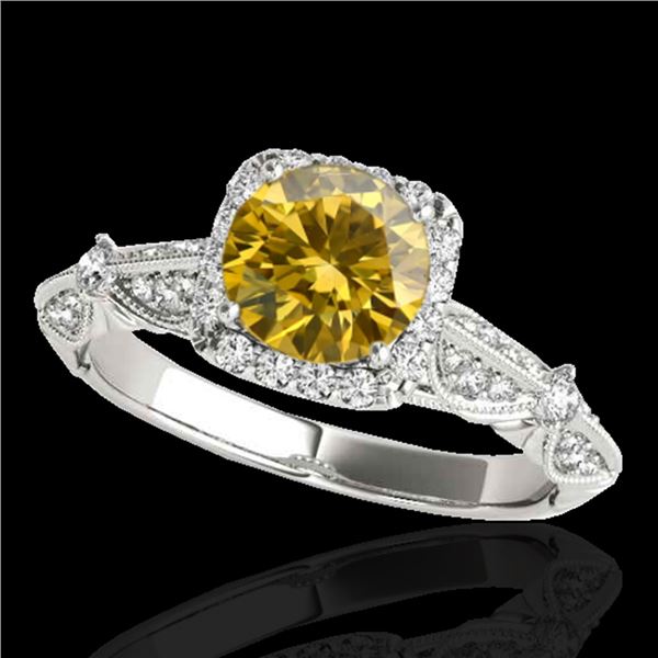 1.36 ctw Certified SI/I Fancy Intense Yellow Diamond Ring 10k White Gold - REF-204H5R