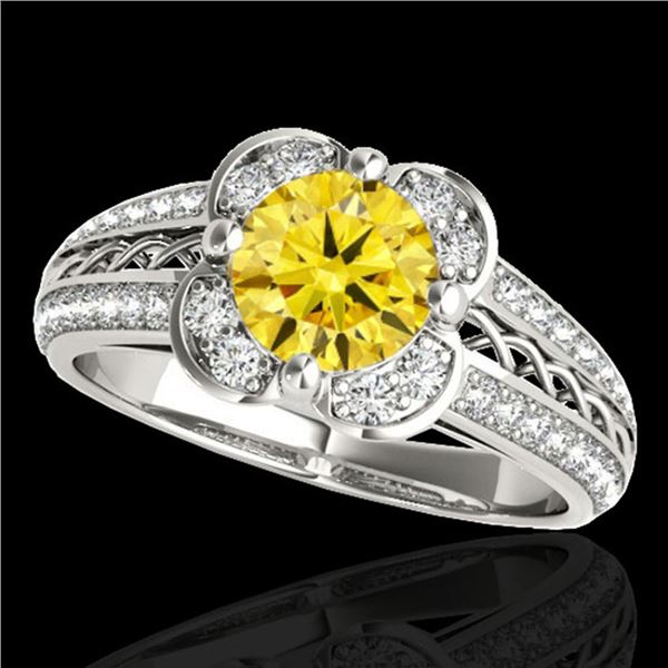 2.05 ctw Certified SI/I Fancy Intense Yellow Diamond Ring 10k White Gold - REF-327F3M