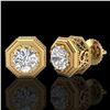 Image 2 : 1.07 ctw VS/SI Diamond Solitaire Art Deco Stud Earrings 18k Yellow Gold - REF-218H2R