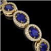 Image 3 : 15.2 ctw Sapphire & Diamond Micro Pave Halo Bracelet 10k Yellow Gold - REF-244M2G