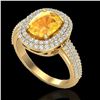 Image 2 : 3.50 ctw Citrine & Micro Pave VS/SI Diamond Ring 14k Yellow Gold - REF-98F2M