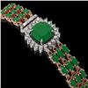 Image 2 : 31.91 ctw Emerald & Diamond Bracelet 14K Rose Gold - REF-312W5H