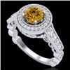 Image 1 : 1.12 ctw Intense Fancy Yellow Diamond Art Deco Ring 18k White Gold - REF-167X3A