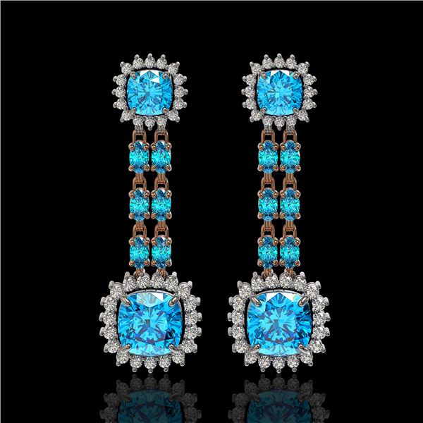 19.64 ctw Swiss Topaz & Diamond Earrings 14K Rose Gold - REF-232M9G