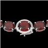 145 ctw Garnet & VS/SI Diamond Halo Micro Necklace 14k White Gold - REF-455Y6X