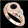 1.06 ctw Fancy Black Diamond Art Deco 3 Stone Ring 18k Rose Gold - REF-123F6M