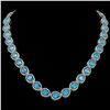 43.2 ctw Swiss Topaz & Diamond Micro Pave Halo Necklace 10k White Gold - REF-609F8M