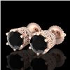 2.04 ctw Fancy Black Diamond Art Deco Stud Earrings 18k Rose Gold - REF-89R3K