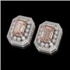 Image 2 : 11.69 ctw Morganite & Diamond Victorian Earrings 14K White Gold - REF-381K5Y