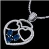 3 ctw Sapphire & Micro Pave Designer Heart Necklace 14k White Gold - REF-134N5F