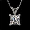 1 ctw Certified VS/SI Quality Princess Diamond Necklace 10k White Gold - REF-239A3N